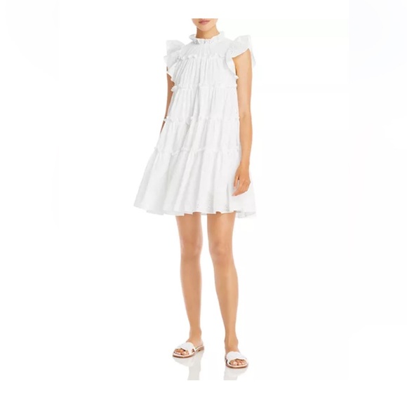 En Saison Kiko Cotton Eyelet Tiered Mini Dress - Picture 2 of 9